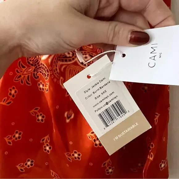 Cami NYC Orange Silk Tank Top - Picture 5 of 8